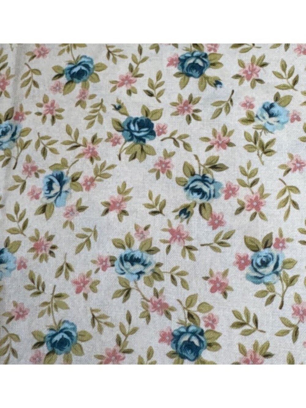 Floral Cotton Fabric Blue Roses Pink Flowers 11" x 42" Quilting Crafting Materia